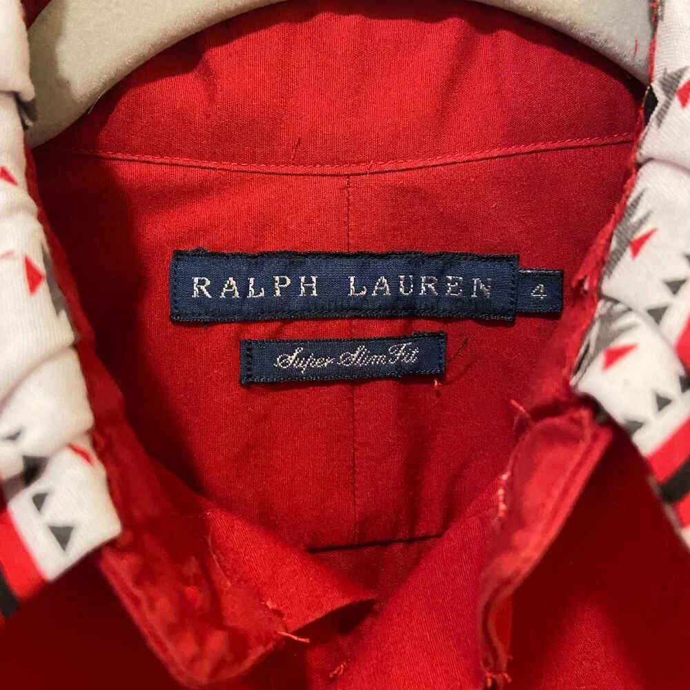Ralph Lauren Women’s Super Slim Fit Red Shirt 95% Cotton French Cuffs Sz 4 - Picture 8 of 15